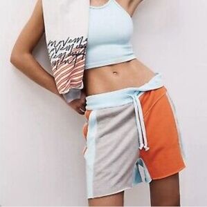 Free People Orange and Light Blue Women Shorts NWOT